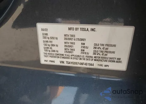 2022 Tesla Model Y Performance Dual Motor All-Wheel Drive from USA, damaged, VIN 7SAYGDEF4NF461944